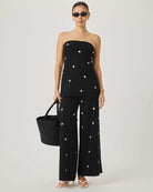 polka dot pants in black and white with a wide leg