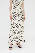 black and white polka dot midi skirt
