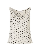 cream tank with black polka dots