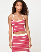 red and white stripe halter tank top
