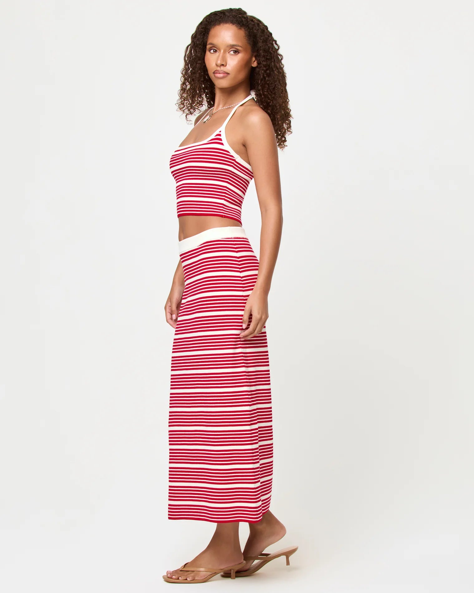 red and white stripe halter tank top