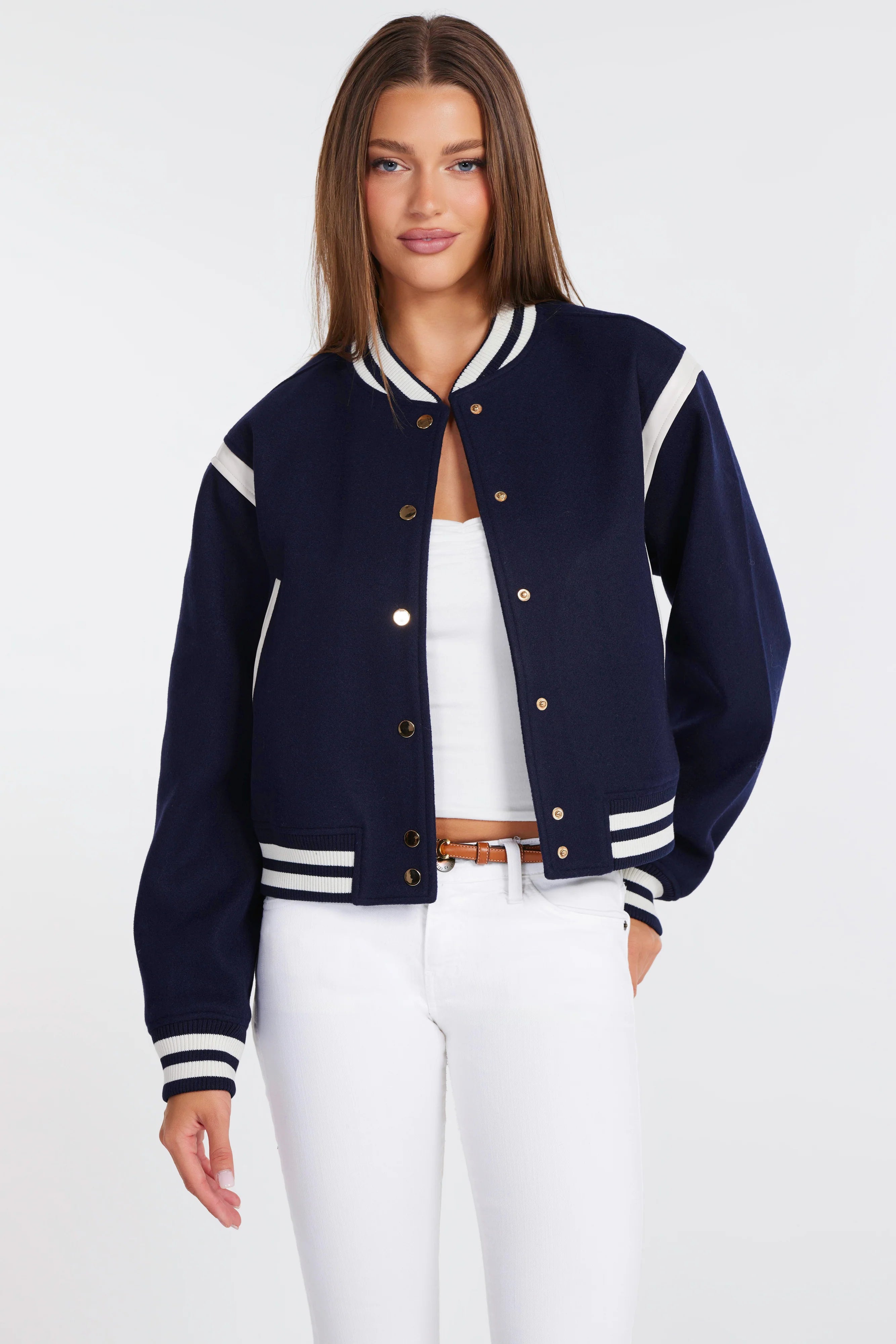 varsity jacket in navy blue