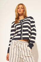 black and white stripe cardigan