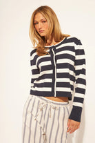 black and white stripe cardigan