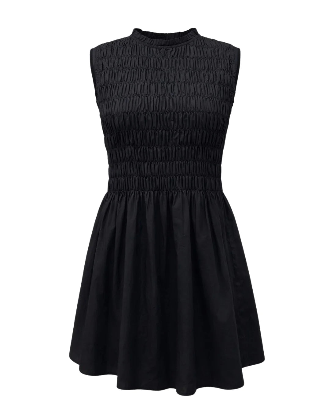 mini black dress with a rouched top
