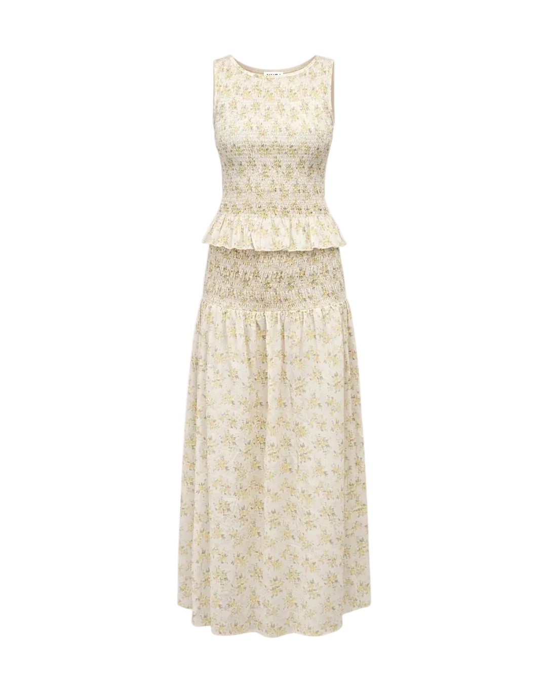 yellow floral tank top and skirt set