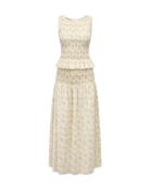 yellow floral tank top and skirt set