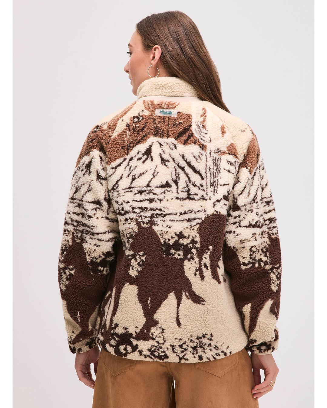 fleece jacket in brown with horses on it