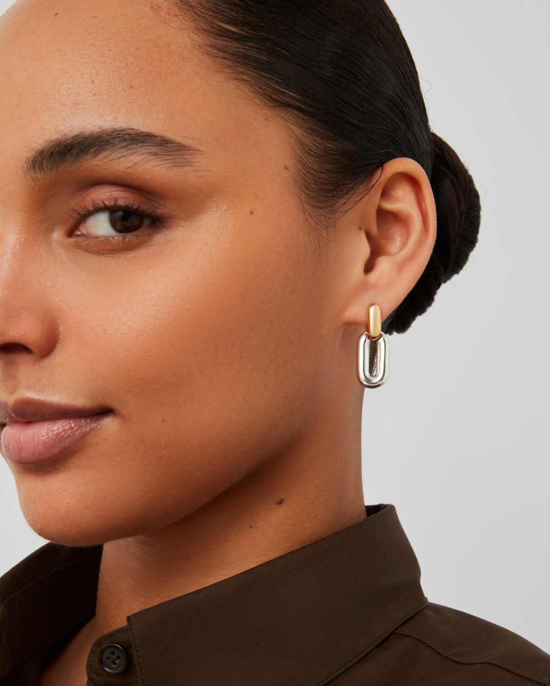two tone link earring