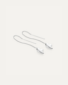 silver threader earrings with a heart on the bottom