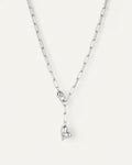 jenny bird link necklace with heart pendant in silver