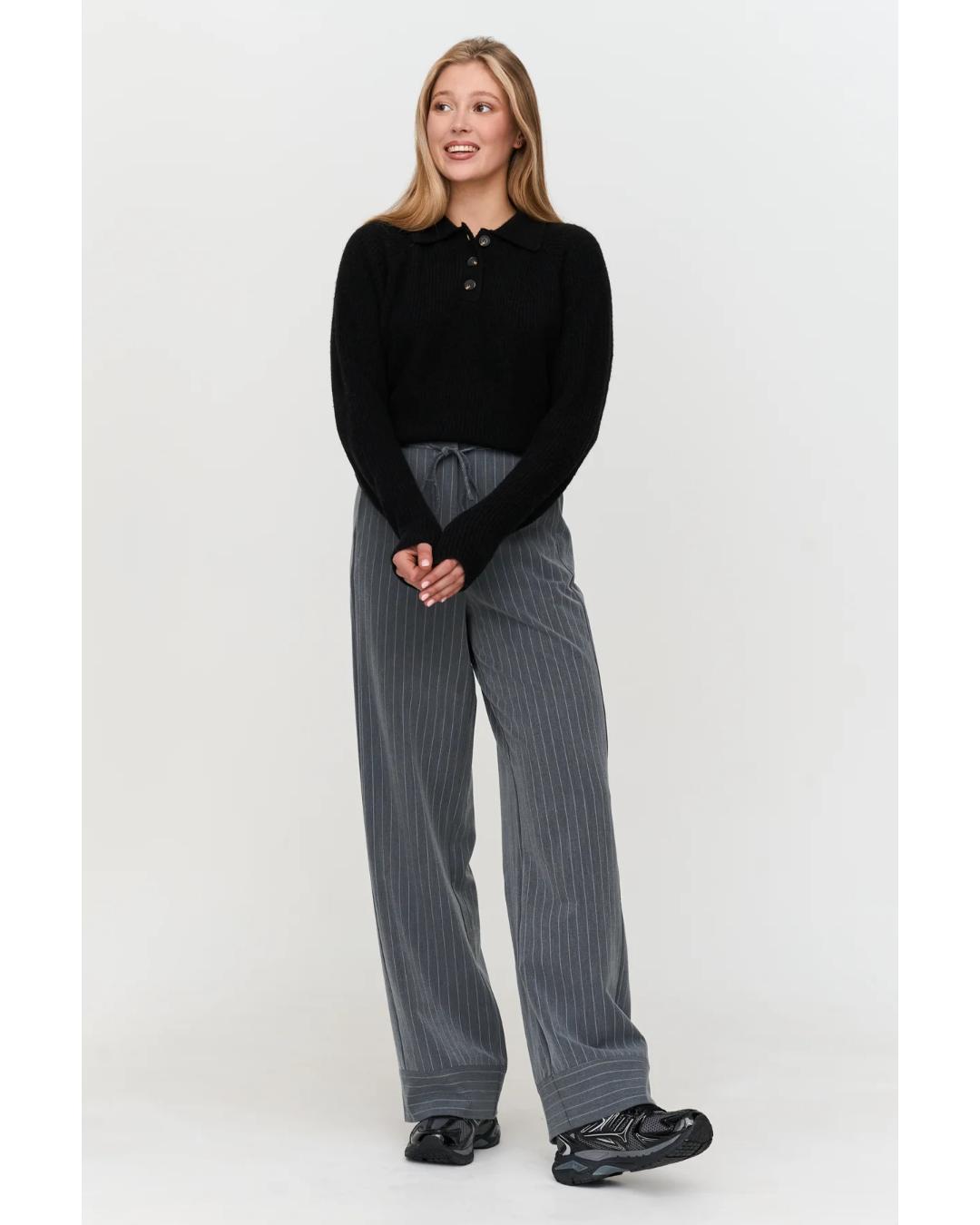 black polo knit sweater