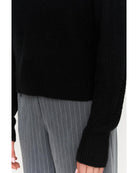 black polo knit sweater