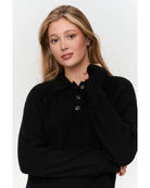 black polo knit sweater