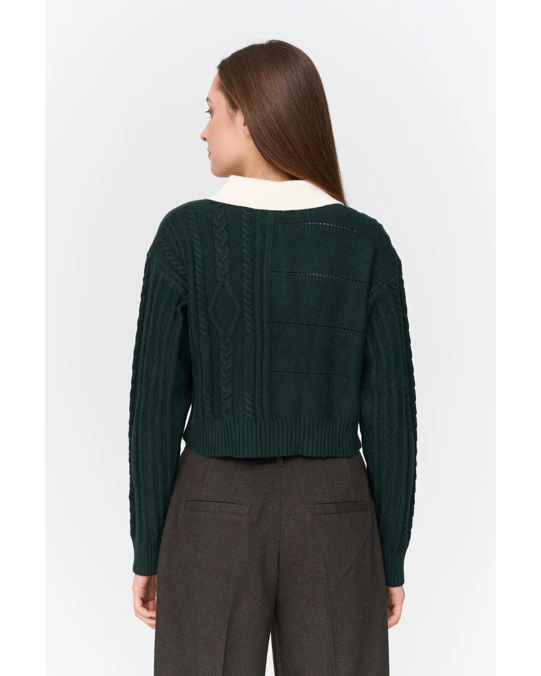 green knit polo sweater