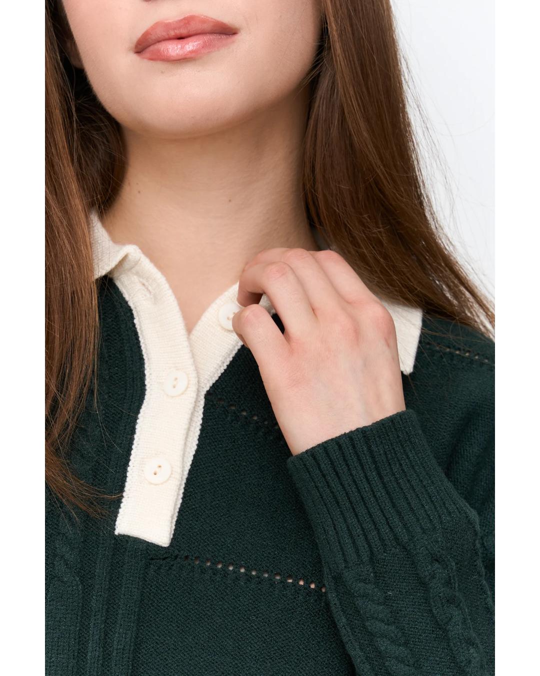 green knit polo sweater