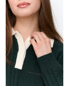 green knit polo sweater