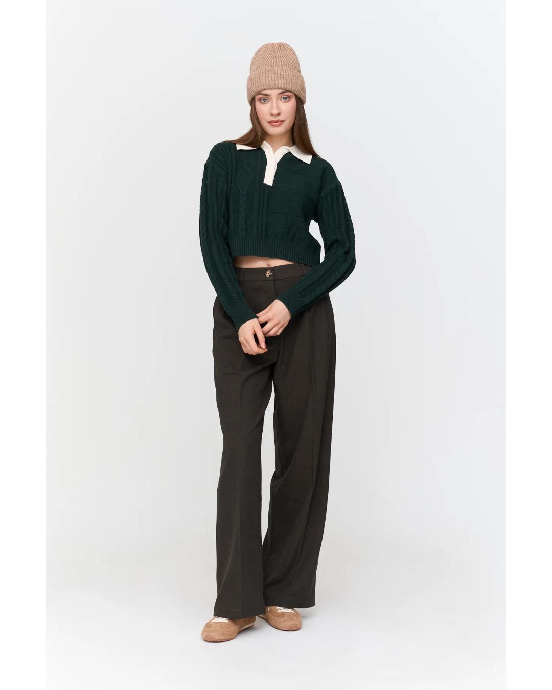 green knit polo sweater