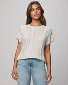 knit short sleeve top in light beige