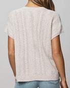 knit short sleeve top in light beige