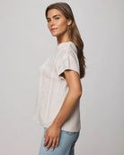 knit short sleeve top in light beige