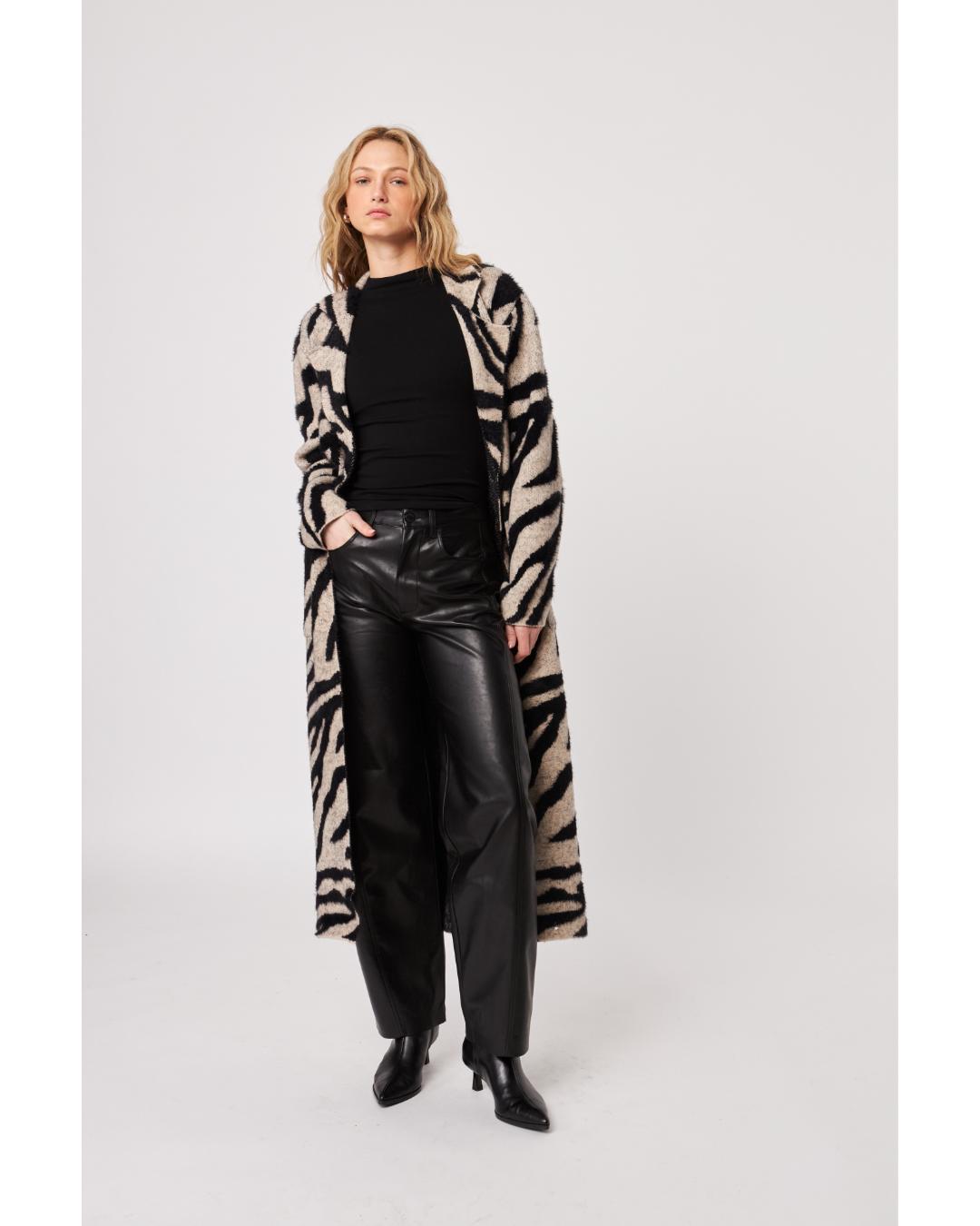 midi coat with zebra print