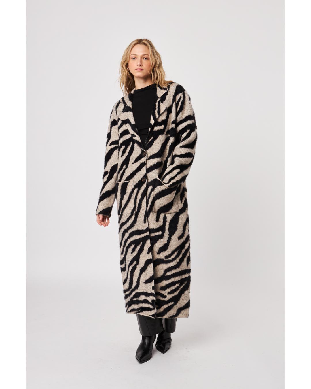 midi coat with zebra print