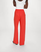 wide leg red linen pants