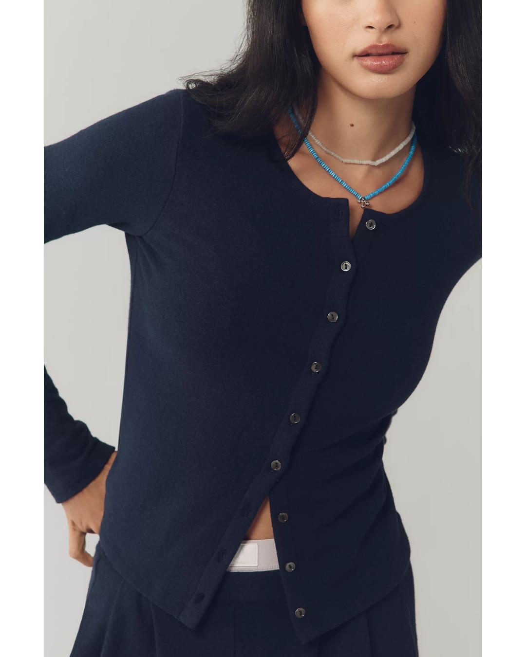 navy knit cardigan