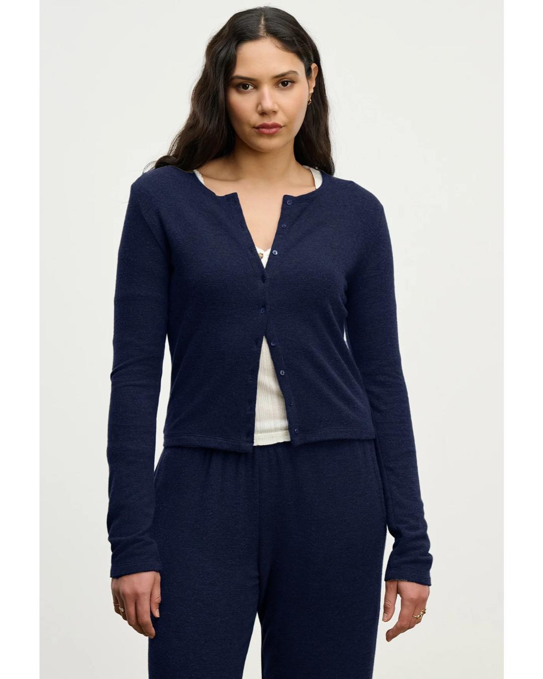 navy knit cardigan