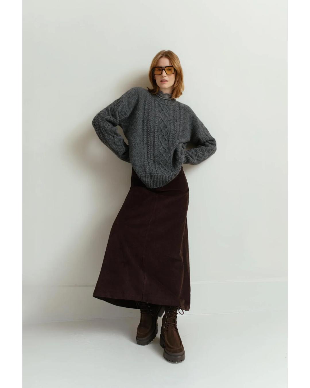 grey cable knit sweater