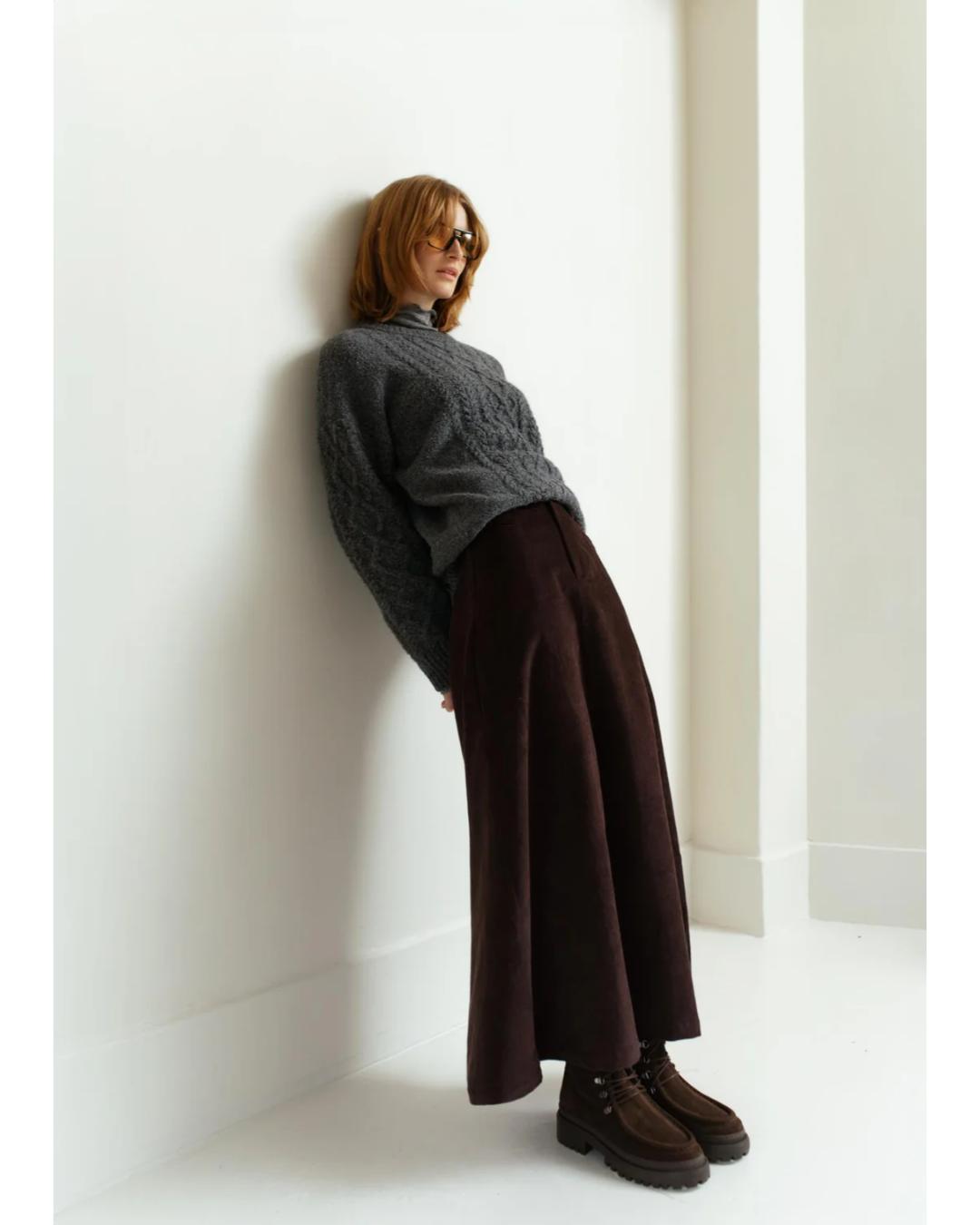 grey cable knit sweater