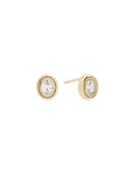 large gold stud earring with diamond in the middle