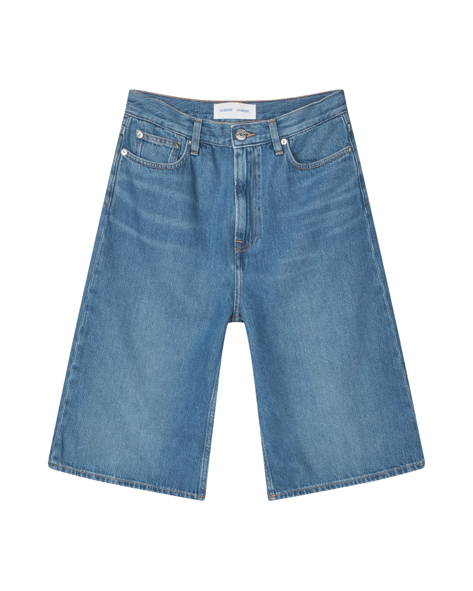 mid length blue shorts
