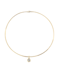 gold collar necklace with pear shaped pendant 