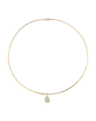gold collar necklace with pear shaped pendant 