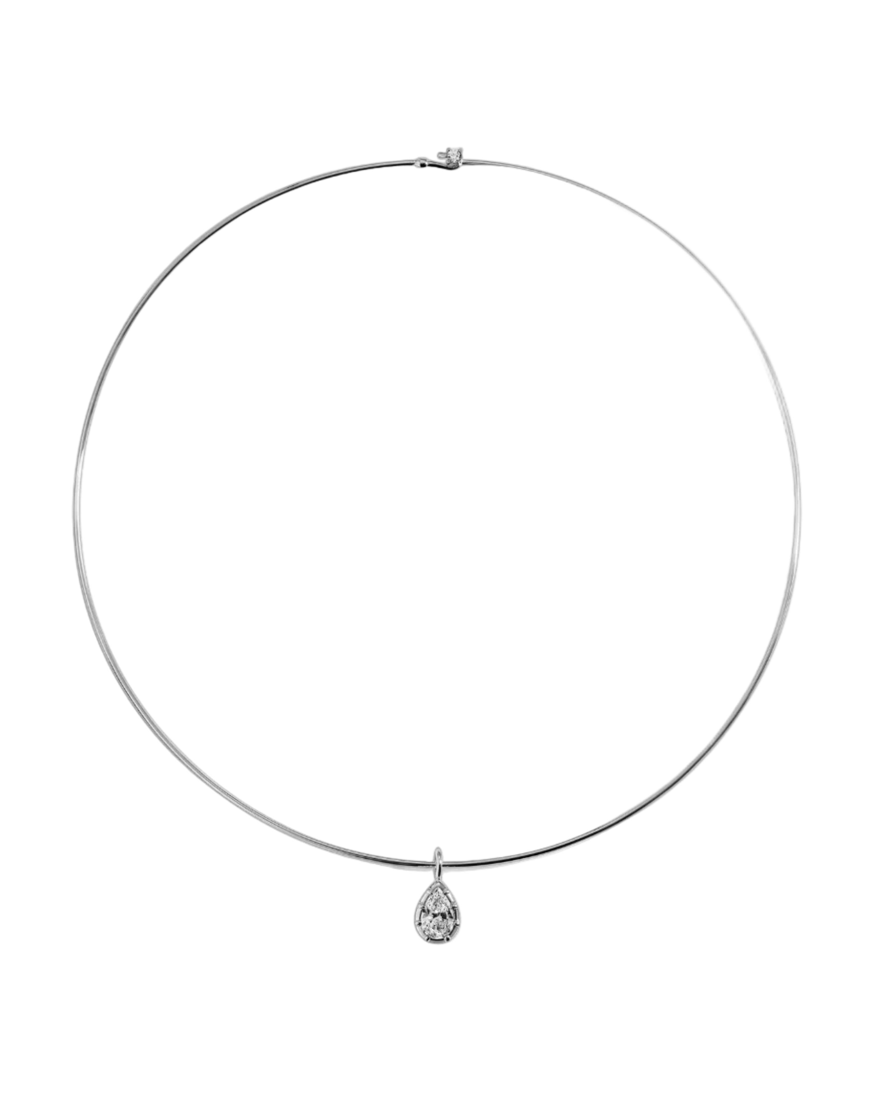 silver collar necklace wit pear pendant 
