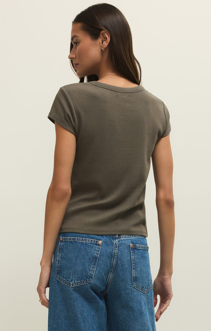 short sleeve top in khaki green