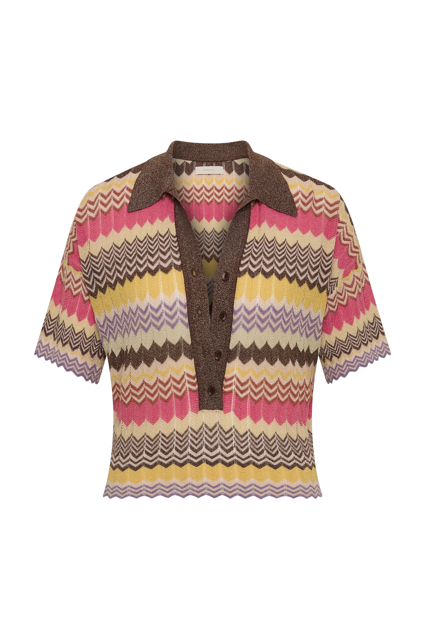 multi color stripe polo knit top