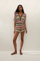 multi color stripe knit short