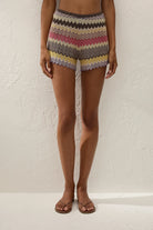 multi color stripe knit short