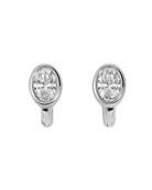 oval shaped huggies in silver