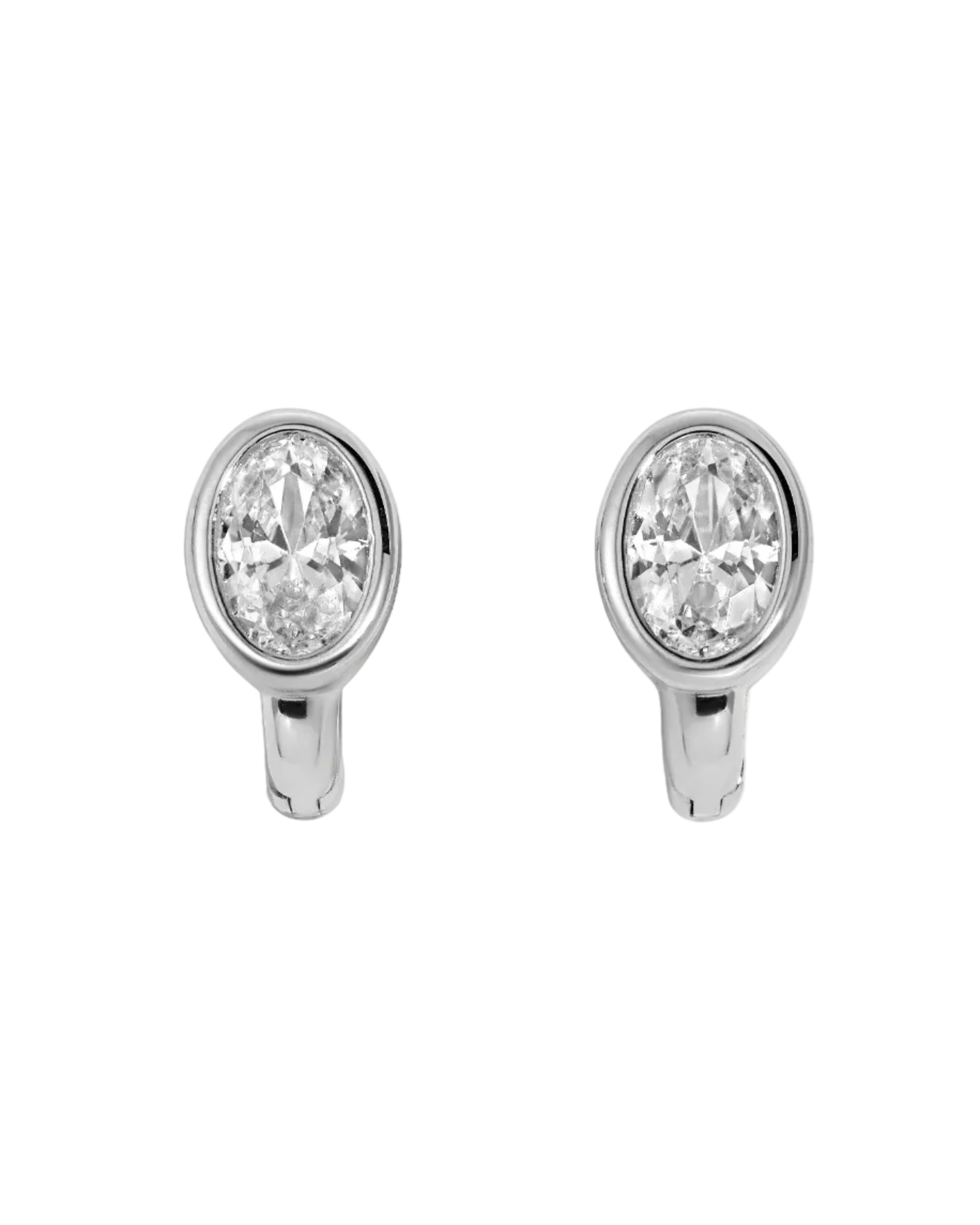 oval shaped huggies in silver