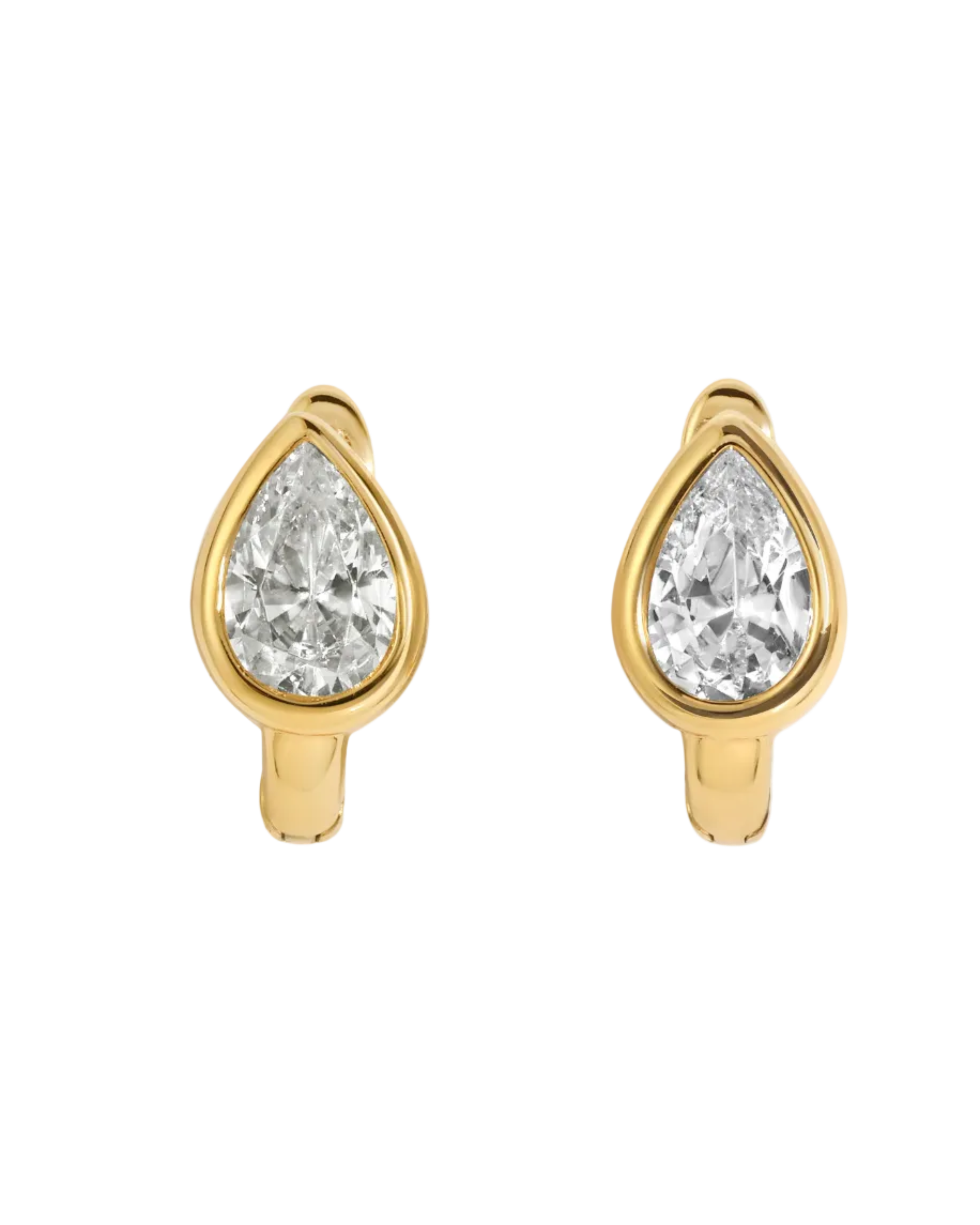 pear shaped gold huggie earrings