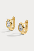 pear shaped gold huggie earrings