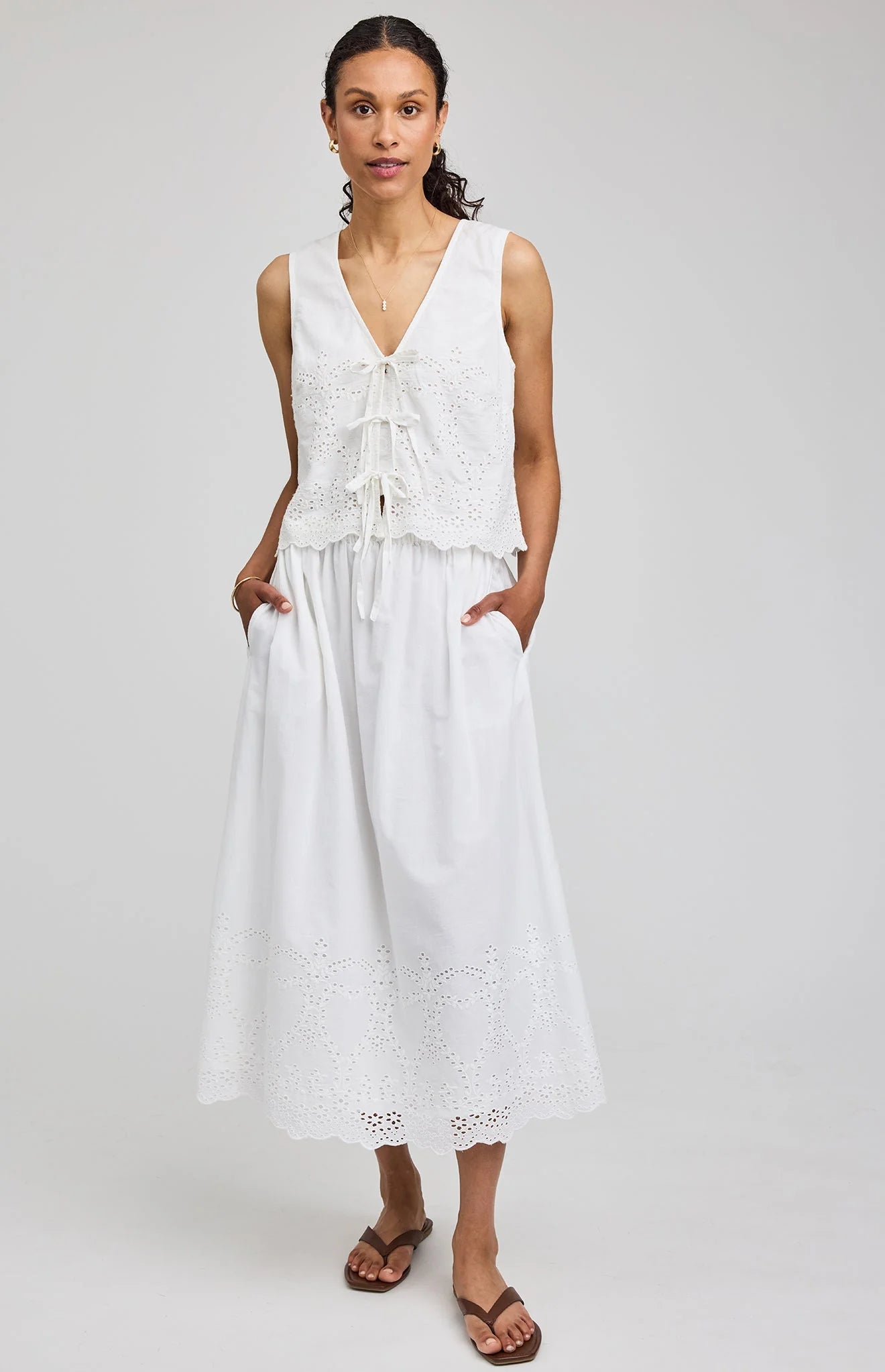 white tank top with embroidery 