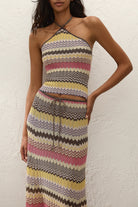 maxi knit skirt in multi color stripe