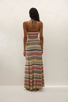 maxi knit skirt in multi color stripe
