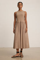 midi dress in tan colour 