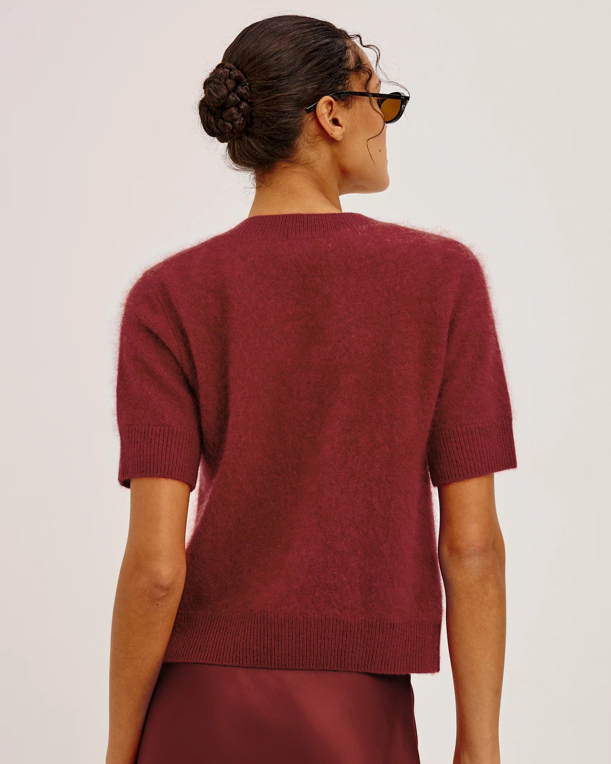 red short sleeve cardigan 